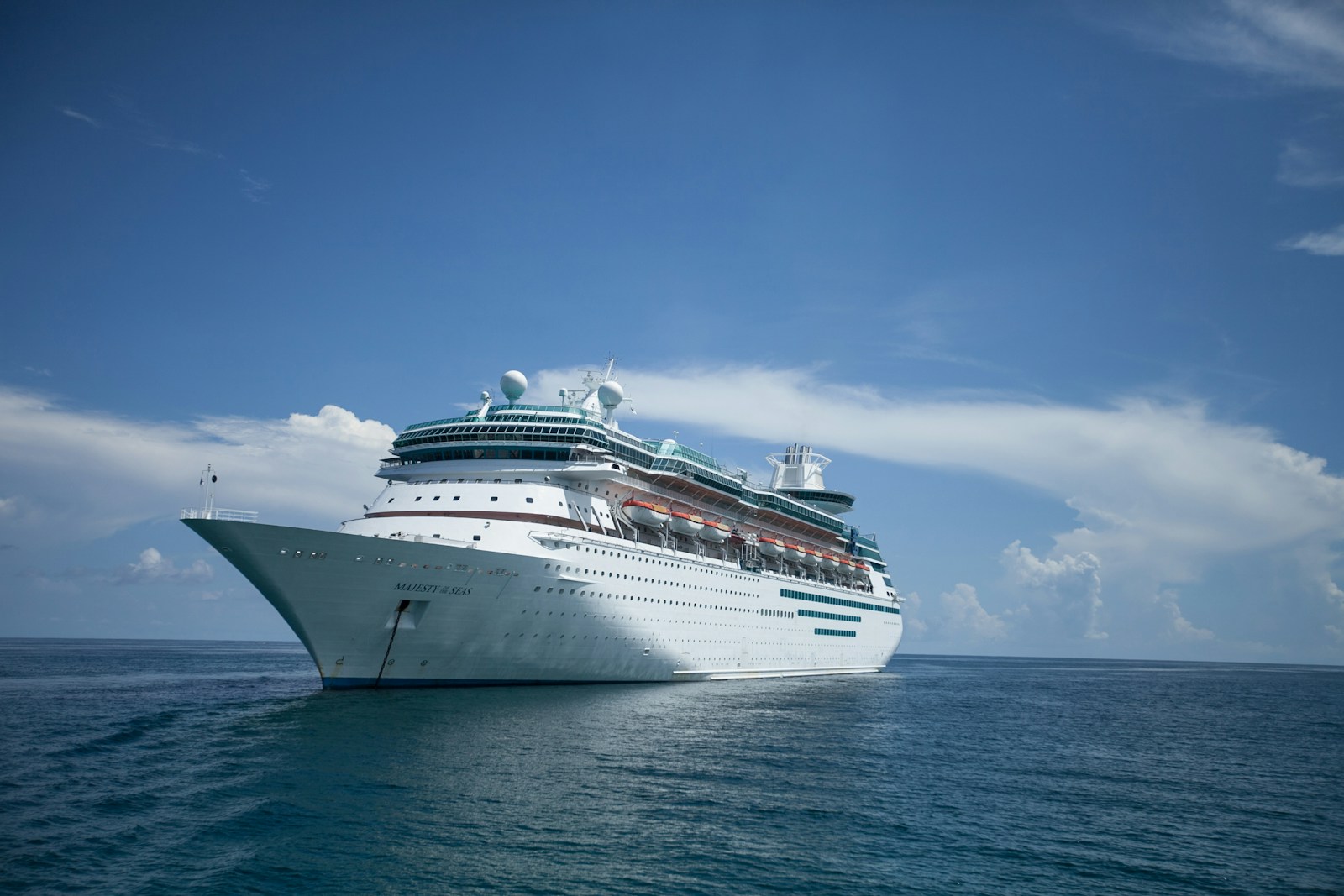 a cruise ship in the middle of the ocean